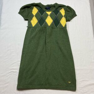 Tommy Hilfiger Dress Girl 12-14 Green Knit Argyle Hooded Summer Tunic Top Prepoy